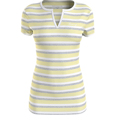 Tommy Hilfiger Stripe Split-Neck T-shirt - Bright Leaf Multi