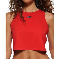 Tommy Hilfiger Red Tank Tops Tommy Hilfiger Women's Crewneck Cropped Tank Top - Scarlet