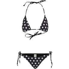 Damen - Weiß Bikinioberteile Urban Classics Women's Ladies Pattern Bikini Set, Polkadots Black