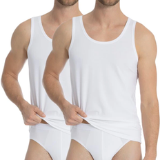 Men - White Shapewear & Under Garments Calida Men's Natural Benefit Sports Tank Top (Pack of 2) (Weiss 001)