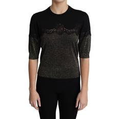 Dolce & Gabbana Polyester Blouses Dolce & Gabbana Women's Lace Insert Pullover Top TSH5710-36 IT46