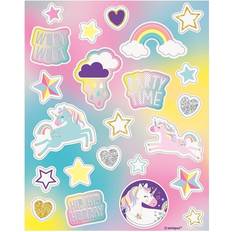 Unique Party 72508 Colorful Unicorn Stickers 4 Sheets, One Size
