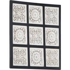 Svarte Veggdekorasjoner vidaXL Decorative Panel with Hand-Carved Design Black Veggdekorasjon 39.9x39.9cm
