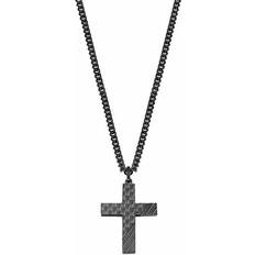 s.Oliver Chain with pendant Carbon Men Sets, cm, Black, Cross, Comes in jewelry gift box, 2022635