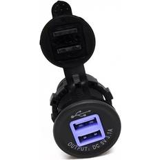 Power Strips & Branch Plugs Round Socket-Sized Dual-Port Usb W/ Blue Led Backlighting