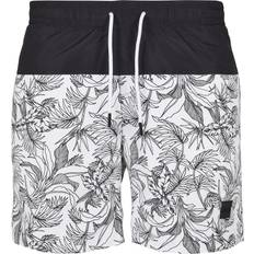 Urban Classics Low Block Pattern Swim Shorts - Jungle Pattern/Black