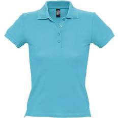 Sol's Women's People Pique Short Sleeve Cotton Polo Shirt - Blue Atoll