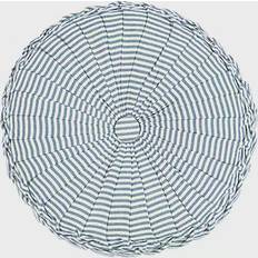 Lush Decor Farmhouse Ticking Stripe Yarn Dyed Round Throw Pillow Scatter Cushion Blue (35.56x35.56)