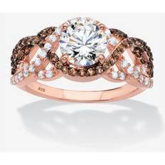 Women's Rose Gold-Plated Ring Cubic Zirconia by PalmBeach Jewelry in Rose (Size 6)