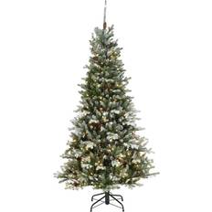 Figurines National Tree Company 6.5-ft. Pre-Lit Snowy Morgan Spruce Slim Artificial Christmas Green Figurine