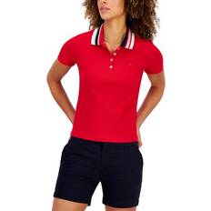 Tommy Hilfiger Women's Striped-Collar Polo Top - Scarlet