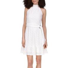 Michael Kors Mock Neck Eyelet Dress - White