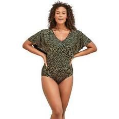 Plus Women's Flutter-Sleeve One-Piece by Swim 365 in Foil Dots (Size 24) Swimsuit