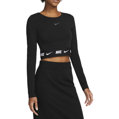 Nike Women's Sportswear Long-Sleeved Short Shirt - Black/Dark Smoke Grey