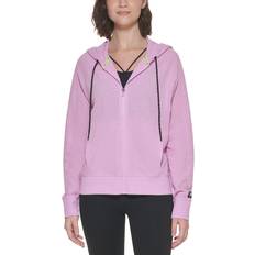 DKNY Sprint Mesh Relaxed Full-Zip Hoodie - Lilac