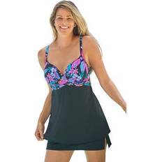 Plus Women's Bra-Sized Cross-Front Tankini Top by Swim 365 in Paradise Floral (Size DDD)