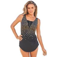 Plus Women's Sarong-Front Swimsuit by Swim 365 in Foil Border (Size 30)