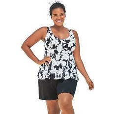 Plus Women's Flowy Tankini Top by Swim 365 in Graphic Floral (Size 16)