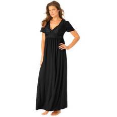 Women Nightgowns Plus Women's Long Lace Top Stretch Knit Gown by Amoureuse in (Size 2X)