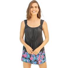 Plus Women's Smocked Swimdress Set by Swim 365 in Tropical Floral (Size 32) Swimsuit