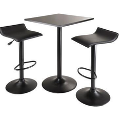 Black - Footrest Bar Tables Winsome Obsidian Bar Table 23.6x23.6" 3