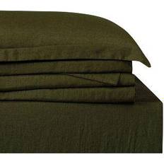 Linen Bed Sheets Brooklyn Loom 300 Thread Count Bed Sheet Green (274.32x)