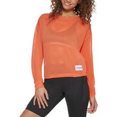 Tommy Hilfiger Mesh Bungee-Hem Top - Hot Coral