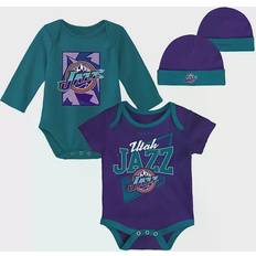 Basketball Beanies Mitchell & Ness Utah Jazz Hardwood Classics Bodysuits & Cuffed Knit Beanies Set Infant