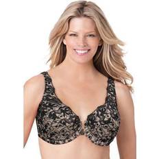 Embroidered Front Close Underwire Bra - Light Taupe Black
