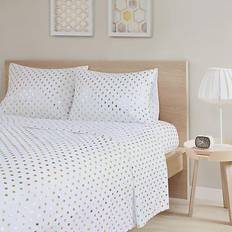 Twin Bed Sheets Intelligent Design Metallic Dot Bed Sheet Gold, White (259.08x167.64)