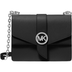 Michael Kors Greenwich Small Color-block Logo And Saffiano Leather  Crossbody Bag In Vanilla/acrn