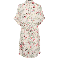 Knielange Kleider - Weiß Soaked in Luxury Saphira Dress - Whisper White Branch Print