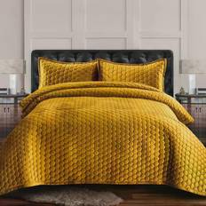 Queen Quilts Tribeca Living Lugano Honeycomb Quilts Gold (243.84x233.68)