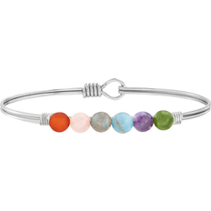 Luca + Danni Energy Stone Bangle Bracelet - Silver/Multicolour