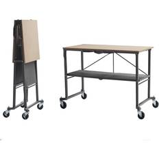 Work Benches Cosco SmartFold Portable Workbench Folding Utility Table with Locking Casters