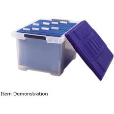Plastic file storage boxes STX Plastic File Tote Storage Box, Letter/Legal, Snap-On Lid, Clear/Blue