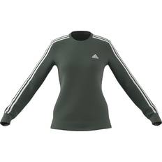 Adidas Women's Essentials 3-Stripes Fleece Sweatshirt - Green Oxide/White