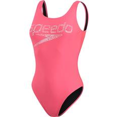 Rosa Badeanzüge Speedo Logo Deep U-Back Swimsuit - Fluo Pink