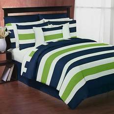 Sweet Jojo Designs Navy and Lime Stripe Bedspread Blue, Green (218.44x157.48)