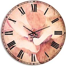 Design Art Cute Light Pink Magnolia Flower Wall Clock 23"