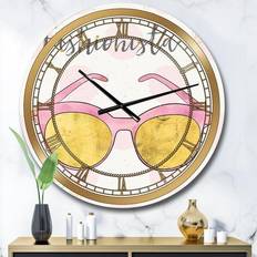 Design Art Fashion Glam Accessories Pink Posh & Luxe Large Wall CLock Wall Clock 23"