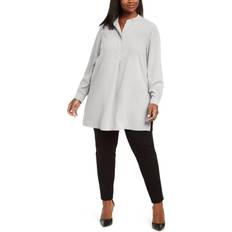 Clothing Anne Klein Longer Length Nehru Tunic Top Plus Size - White