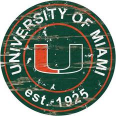 Fan Creations Miami Hurricanes Distressed Round Sign Board