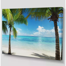 Design Art Palm Trees & Sea Wall Decor 16x32"