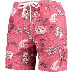 Red Swimwear Wes & Willy Washington State Cougars Vintage Floral Swim Trunks - Crimson