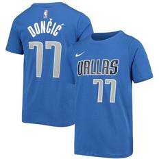 Dallas Mavericks T-shirts Nike Luka Doncic Royal Dallas Mavericks Logo Name & Number T-Shirt Youth