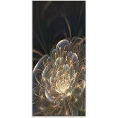 Interior Details Design Art Fractal Flower With Golden Rays Floral Wall Decor 16x32"