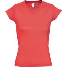 Sols Moon V Neck Short Sleeve T-shirt - Coral