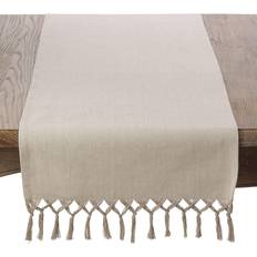 Saro Lifestyle Knotted Tassel Tablecloth Brown (228.6x40.64)