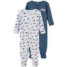 Schlafanzüge Name It Snap Button Nightsuit 2-pack - Bering Sea (13192810)